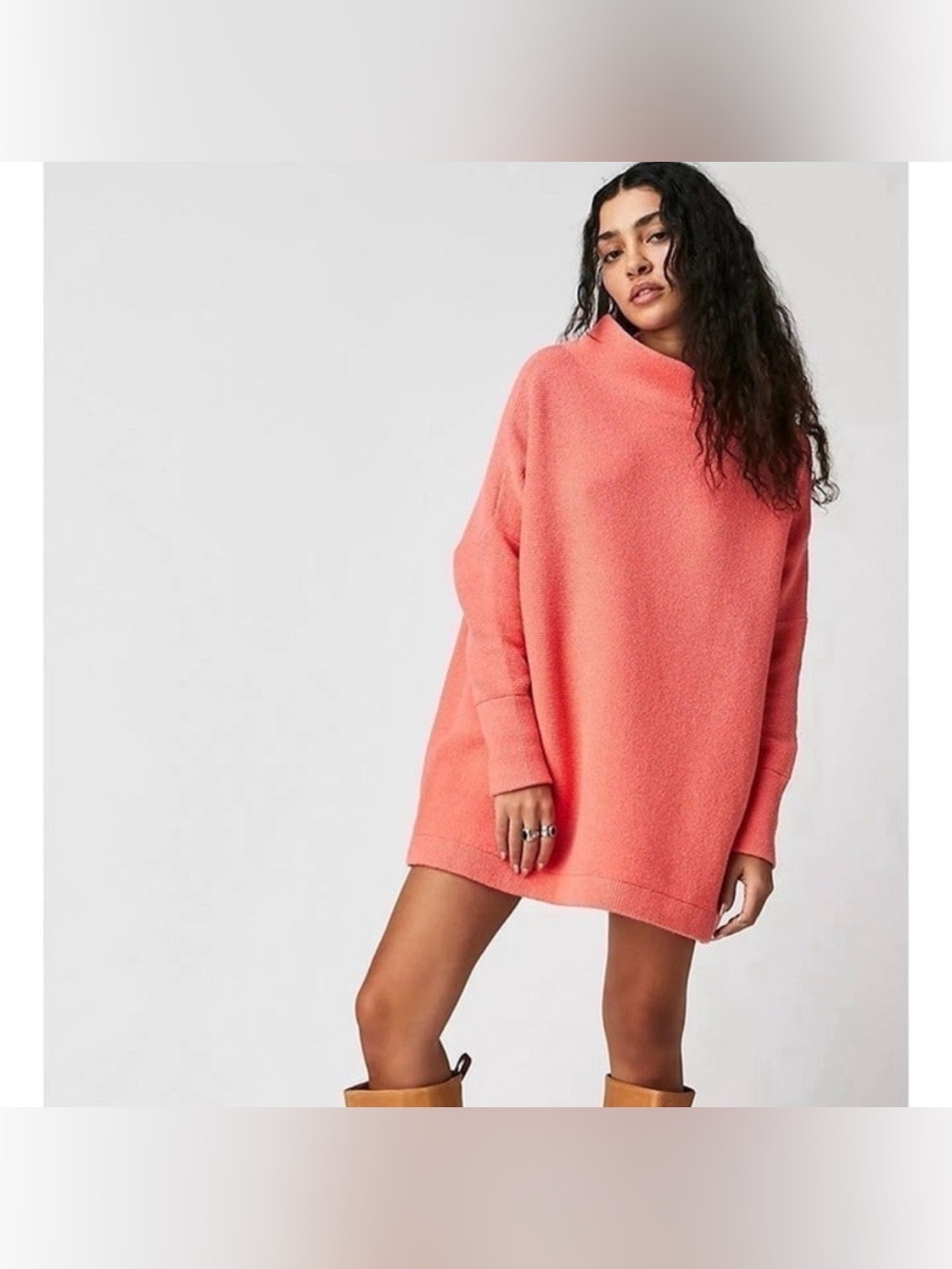 NWT Free People Ottoman Slouchy Tunic Guava Juice Size Medium Oversized Chunky